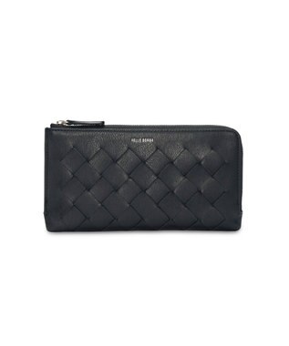 PELLE BORSA メッシュL字ファスナーコンパクト長財布 Chrono Weave クロノウィーブ 5843 ブラック