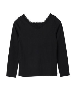 earth music&ecology 前後２ＷＡＹ襟レースプルオーバー Black