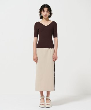 GRACE CONTINENTAL サイドラインジャージスカート ベージュ