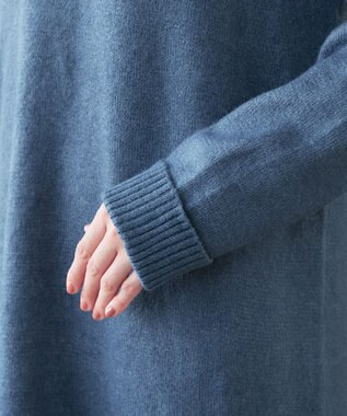 Tiaclasse メランジフーディーニットチュニック ブルー