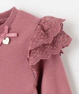 ANY KIDS 袖 レース ガーリー Ｔシャツ ローズピンク