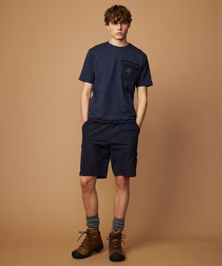 JOSEPH ABBOUD MOUNTAIN 【CREA掲載・テーム ヤルヴィモチーフ・サスティナブル】ビオグレース天竺ｘリップストップTシャツ ネイビー系