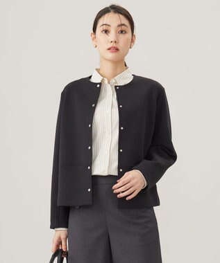 J.PRESS LADIES L 【洗える】ダンボールジャージー ブルゾン ブラック系