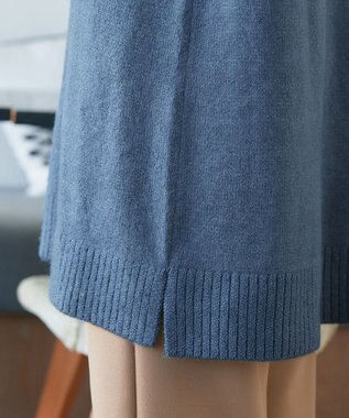 Tiaclasse メランジフーディーニットチュニック ブルー