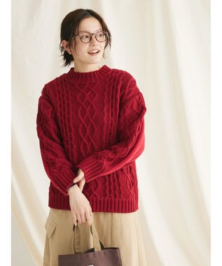 CRAFT STANDARD BOUTIQUE ケーブルニットドッキングスウェット Red