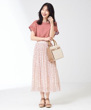 ANY SIS S 袖モチーフレース カットソー テラコッタ