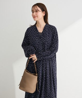 Green Parks スキッパーギャザーワンピース Dot