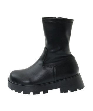 Green Parks ・ＬＥＮＡ　厚底ストレッチショートブーツ Black