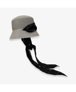 林八百吉商店 un chapeau  スカーフ付ペーパーハット グレー