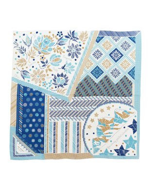 Marca 【the PORT by marca】EMBROIDERY 小判 シルクツイル スカーフ BLUE