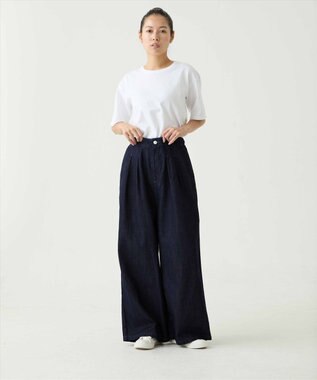 caqu FS linen relax pants コットンリネンリラックスワイドデニム