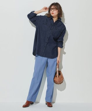 ICB 【洗える】 LooseWeave ワイドストレートパンツ スマルトブルー系