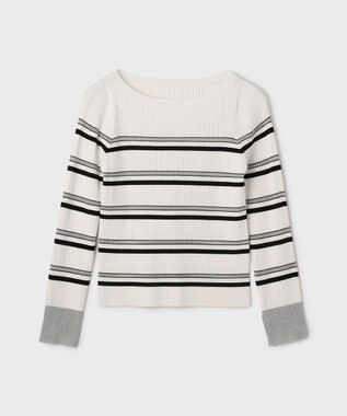 GRACE CONTINENTAL ラメボーダーニットトップ ホワイト