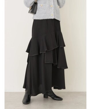 earth music&ecology パイピングフリルティアードスカート Black