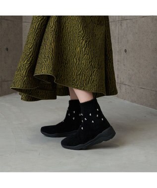 MODE ET JACOMO <carino>ビジュー付きニットブーツ