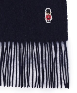 MOONBAT 【WEB限定】MACKINTOSH PHILOSOPHY バッキンガムベア付きウール100%無地マフラー (パッケージ付き) ネイビーブルー