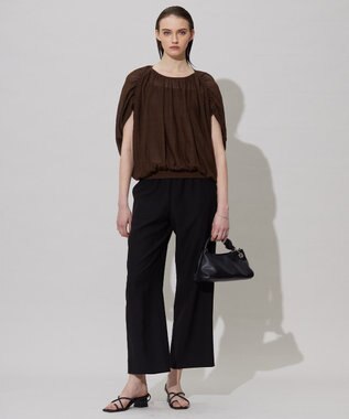 ICB 【人気のため新色追加・接触冷感・洗える】 ワッシャーツイル ワイドストレートパンツ ブラック系