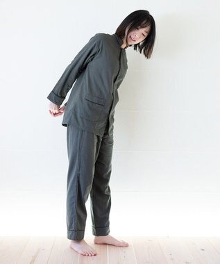 京和晒綿紗 【紗栄子さん愛用パジャマの色違い/UNISEX】ガーゼパジャマ 2重合わせ 草木染め【すみくろ】 すみくろ