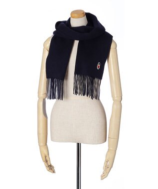 MOONBAT 【WEB限定】MACKINTOSH PHILOSOPHY バッキンガムベア付きウール100%無地マフラー (パッケージ付き) ネイビーブルー