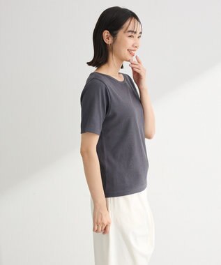 Green Parks 【適ON】５分袖リブプルオーバー Charcoal Gray