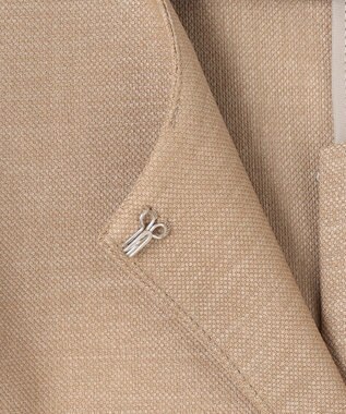 J.PRESS LADIES L 【洗える】FLAXASAオックス ノーカラー ジャケット ベージュ系