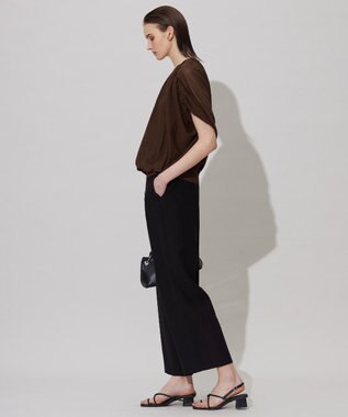 ICB 【人気のため新色追加・接触冷感・洗える】 ワッシャーツイル ワイドストレートパンツ ブラック系