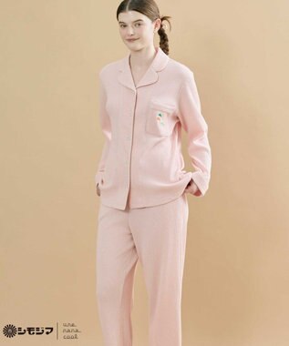 une nana cool MADE WITH シモジマ 【綿100%】開襟ワッフルパジャマ ピンク