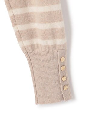 23区 S 【洗える】ピュアカシミヤ ボーダー ニット ベージュ×オフボーダー