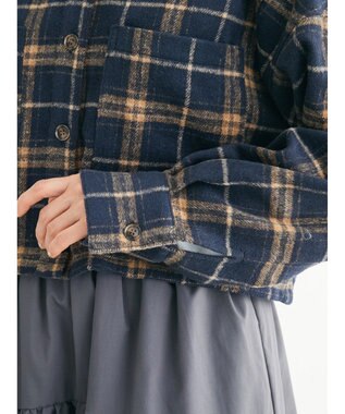 Green Parks ・ＥＬＥＮＣＡＲＥ　ＤＵＥ　シャギーチェックショートシャツ Navy