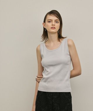 GRACE CONTINENTAL テレコノースリーブトップ グレー