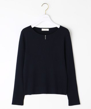 ANY SIS 【洗える】パール調ポイント ニット ネイビー