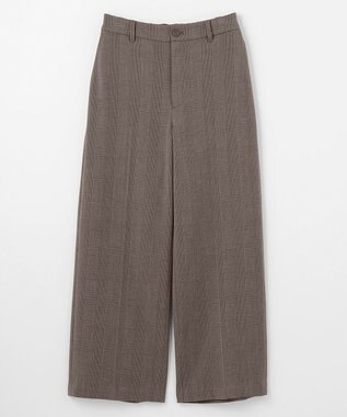 ANY L 【洗濯機可/ストレッチ/ウエストゴム/裏起毛】マルチファンクションストレッチチェックワイドパンツ ブラウンチェック