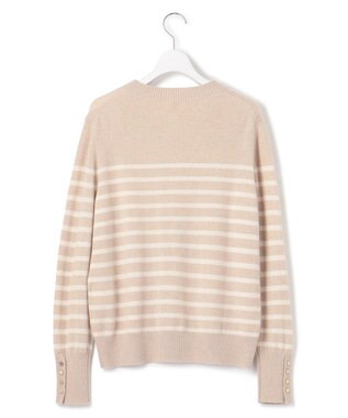 23区 S 【洗える】ピュアカシミヤ ボーダー ニット ベージュ×オフボーダー