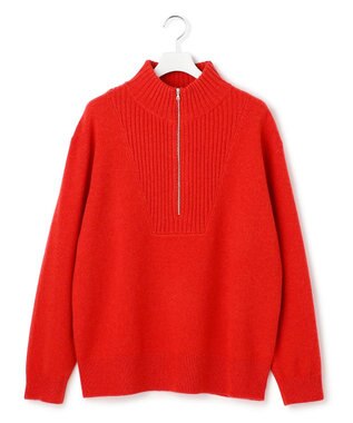 J.PRESS YORK STREET 【UNISEX】:ウールカシミヤ ハーフジップニット レッド系