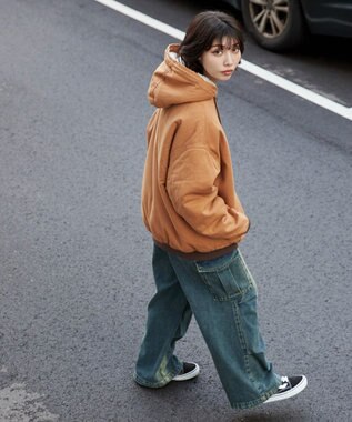 WEGO 【ユニセックス着用ITEM】ワーカーズボアフードブルゾン ブラウン