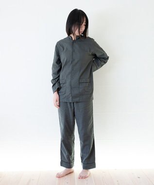 京和晒綿紗 【紗栄子さん愛用パジャマの色違い/UNISEX】ガーゼパジャマ 2重合わせ 草木染め【すみくろ】 すみくろ