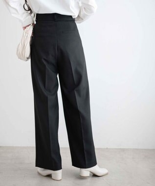 WEGO ハイウエストタックワイドスラックパンツ ブラック