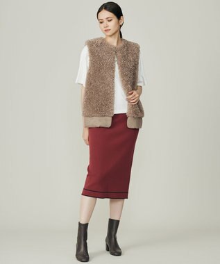 自由区 L 【SHIHOさん着用】カルガンラムエコファー ジレ モカ