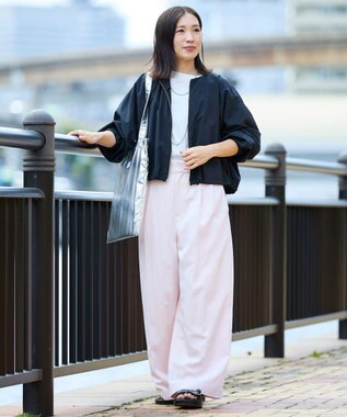 UNFILO L タックワイドパンツ ピンク