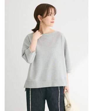 Green Parks ボートネックラメミニ裏毛プルオーバー Gray Mixture