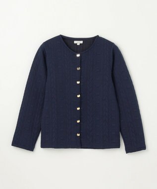ANY KIDS ふくれジャガードカーディガン ネイビー
