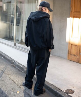 WEGO 【ユニセックス着用ITEM/MLサイズ展開】スウィッチングZIPパーカー ブラック