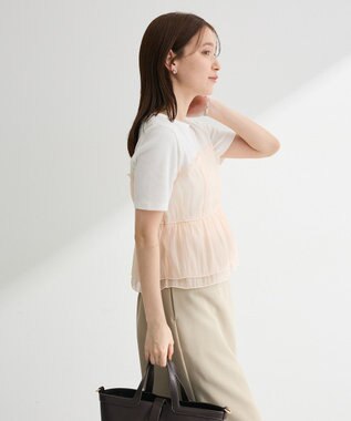 Green Parks オーガンジービスチェドッキング半袖プルオーハ Beige