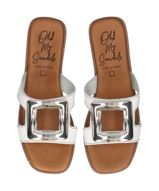 INTER-CHAUSSURES 【Oh my Sandals】メタルバックルフラットサンダル ホワイト