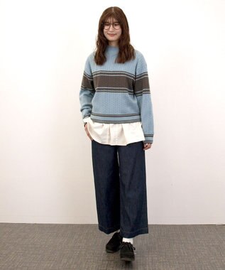 J.PRESS YORK STREET 【WOMEN】ラインハイゲージニット サックスブルー系1