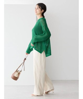 AMERICAN HOLIC 透かし編みメッシュニットプルオーバー Green