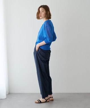 YECCA VECCA コットンイージー切替ワイドパンツ Navy