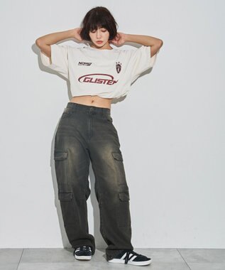 WEGO 【ユニセックス着用ITEM/MLサイズ展開】ゲームロゴスリーブラインT ホワイトアイボリー