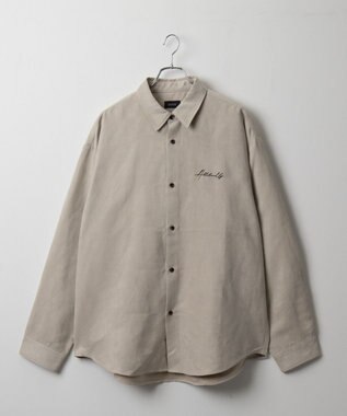 WEGO フェイクスウェードワンポイントBIGシャツ（LS） ライトベージュ