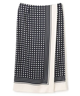 BEIGE， GADE / モノトーンドット柄ラップ風スカート Navy Mix